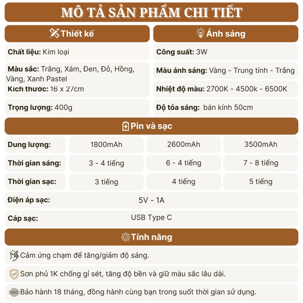 Đèn Bàn Decor Tích Điện HUTA Light For Life Mã BEDNAM