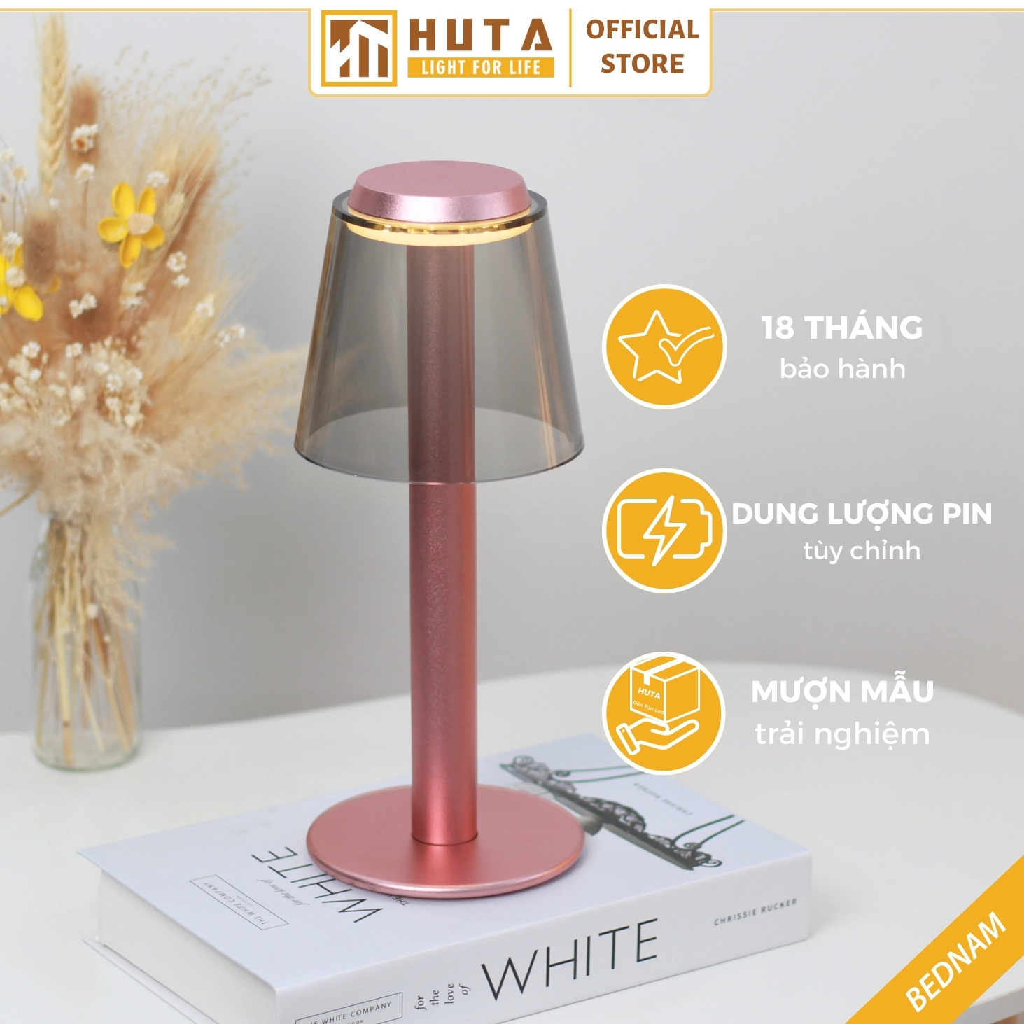Đèn bàn decor tích điện HUTA Light For Life mã RESBED4
