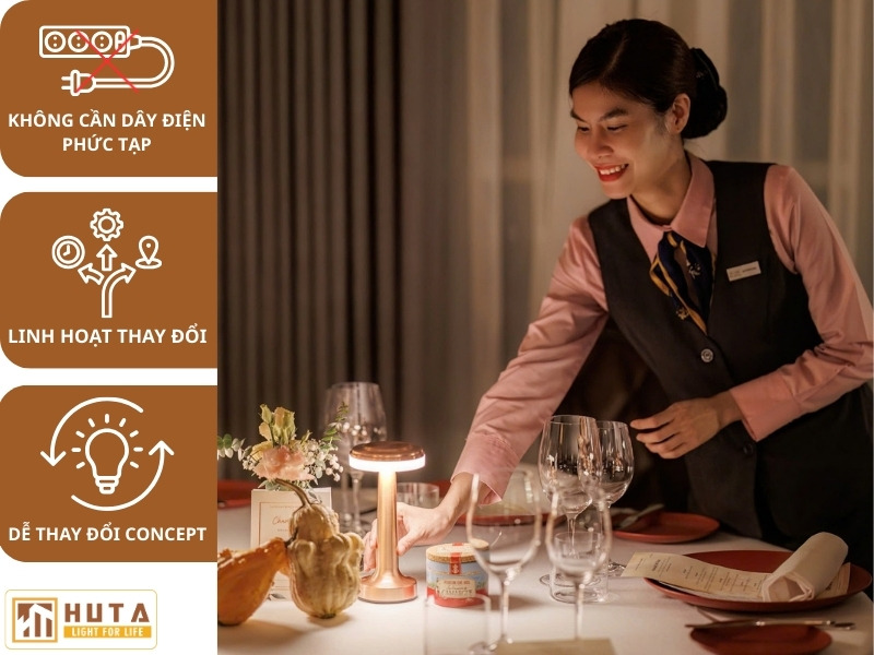 Vì Sao Nhà Hàng Nên Dùng Đèn Bàn Tích Điện?