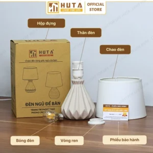 Đèn Ngủ Để Bàn Decor Khách Sạn HUTA Light For Life Phong Cách Tối Giản Sang Trọng Thân Gốm Sứ Mã S13