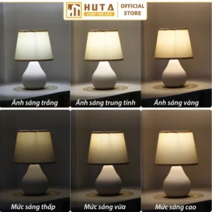 Đèn Ngủ Để Bàn Decor Khách Sạn HUTA Light For Life Phong Cách Tối Giản Thân Gốm Sứ Mã S1
