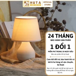 Đèn Ngủ Để Bàn Decor Khách Sạn HUTA Light For Life Phong Cách Tối Giản Thân Gốm Sứ Mã S1