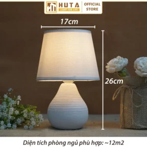Đèn Ngủ Để Bàn Decor Khách Sạn HUTA Light For Life Phong Cách Tối Giản Thân Gốm Sứ Mã S1