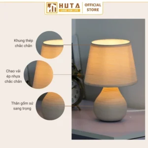 Đèn Ngủ Để Bàn Decor Khách Sạn HUTA Light For Life Phong Cách Tối Giản Thân Gốm Sứ Mã S1