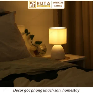 Đèn Ngủ Để Bàn Decor Khách Sạn HUTA Light For Life Phong Cách Tối Giản Thân Gốm Sứ Mã S2