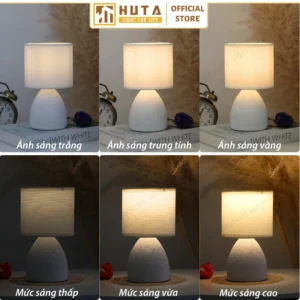 Đèn Ngủ Để Bàn Decor Khách Sạn HUTA Light For Life Phong Cách Tối Giản Thân Gốm Sứ Mã S2