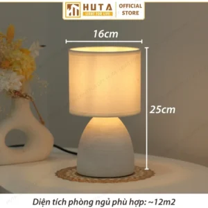 Đèn Ngủ Để Bàn Decor Khách Sạn HUTA Light For Life Phong Cách Tối Giản Thân Gốm Sứ Mã S2