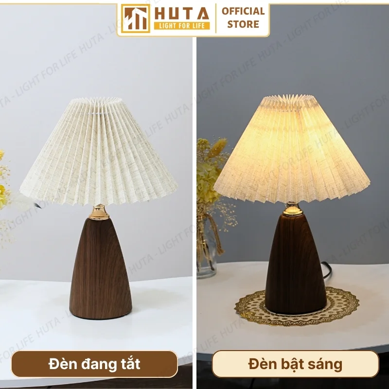 Đèn Ngủ Để Bàn Decor Khách Sạn, Tab Đầu Giường HUTA Light For Life Thân Kim Loại Mã T10
