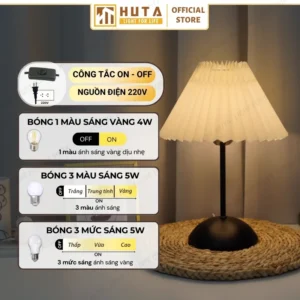 Đèn Ngủ Để Bàn Decor Khách Sạn, Tab Đầu Giường HUTA Light For Life Thân Kim Loại Mã T13