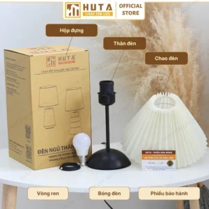 Đèn Ngủ Để Bàn Decor Khách Sạn, Tab Đầu Giường HUTA Light For Life Thân Kim Loại Mã T13