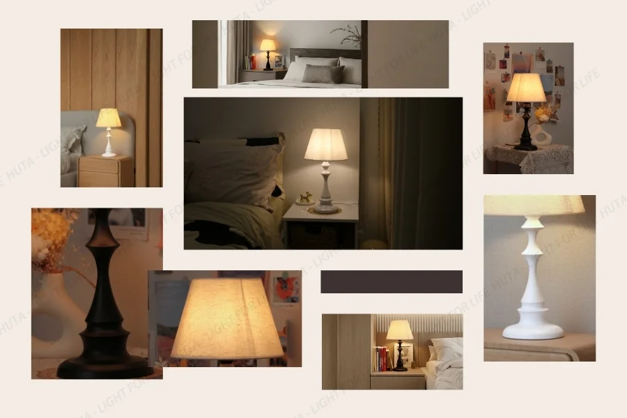 Giá trị nổi bật và điểm khác biệt của đèn ngủ để bàn decor khách sạn, tab đầu giường thân kim loại mã T2 trong không gian lưu trú