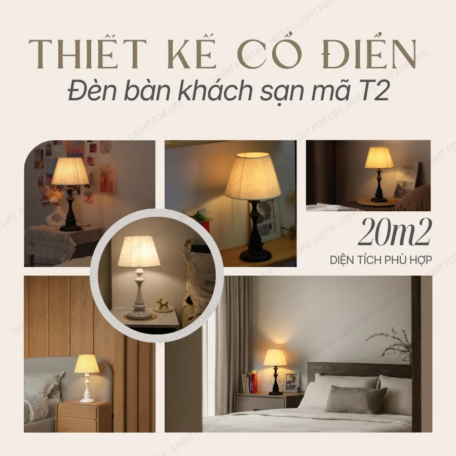Ứng dụng của đèn ngủ để bàn khách sạn thân kim loại mã T2 và phong cách không gian