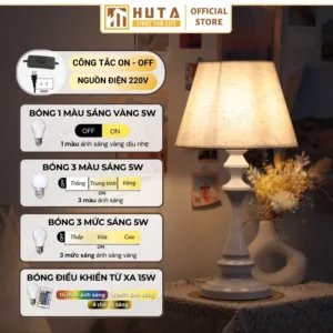 Đèn Ngủ Để Bàn Decor Khách Sạn, Tab Đầu Giường HUTA Light For Life Thân Kim Loại Mã T2