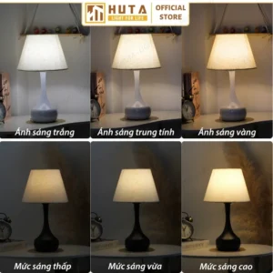 Đèn Ngủ Để Bàn Decor Khách Sạn, Tab Đầu Giường HUTA Light For Life Thân Kim Loại Mã T3