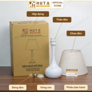 Đèn Ngủ Để Bàn Decor Khách Sạn, Tab Đầu Giường HUTA Light For Life Thân Kim Loại Mã T3