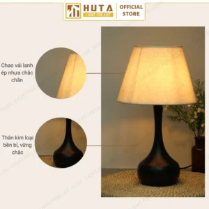 Đèn Ngủ Để Bàn Decor Khách Sạn, Tab Đầu Giường HUTA Light For Life Thân Kim Loại Mã T3