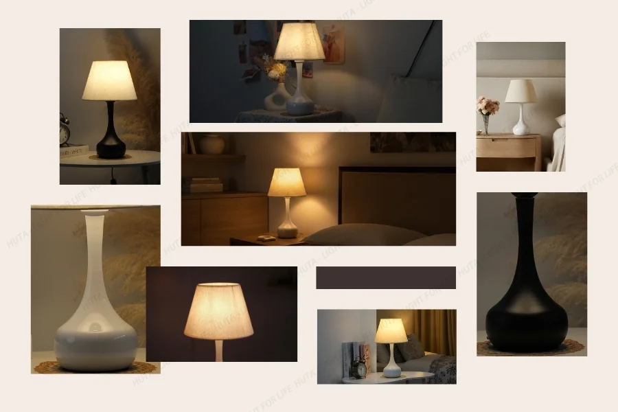 Giá trị nổi bật và điểm khác biệt của đèn ngủ để bàn decor khách sạn, tab đầu giường thân kim loại mã T3 trong không gian lưu trú