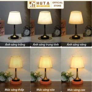 Đèn Ngủ Để Bàn Decor Khách Sạn, Tab Đầu Giường HUTA Light For Life Thân Kim Loại Mã T5