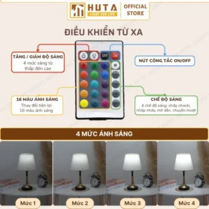 Đèn Ngủ Để Bàn Decor Khách Sạn, Tab Đầu Giường HUTA Light For Life Thân Kim Loại Mã T5