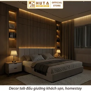 Đèn Ngủ Để Bàn Decor Khách Sạn, Tab Đầu Giường HUTA Light For Life Thân Kim Loại Mã T5