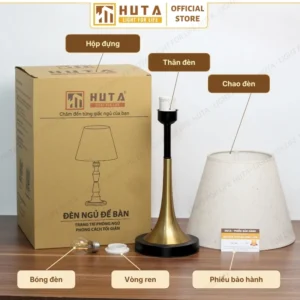 Đèn Ngủ Để Bàn Decor Khách Sạn, Tab Đầu Giường HUTA Light For Life Thân Kim Loại Mã T5