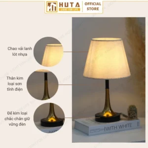 Đèn Ngủ Để Bàn Decor Khách Sạn, Tab Đầu Giường HUTA Light For Life Thân Kim Loại Mã T5