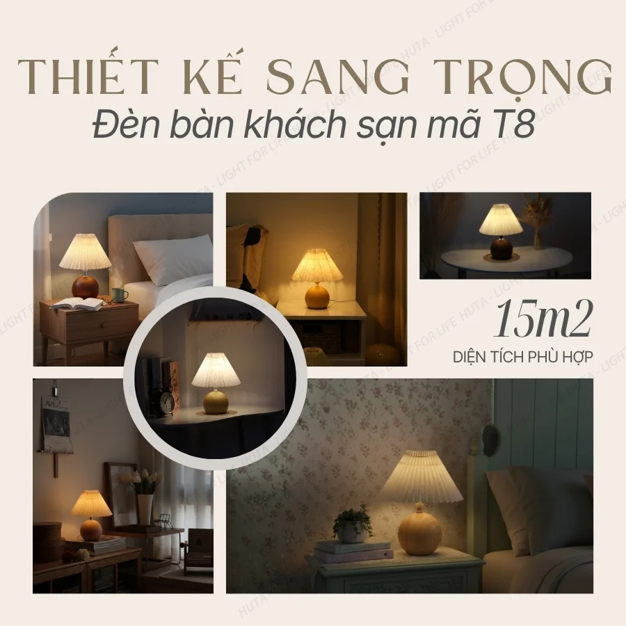 Ứng dụng của đèn ngủ để bàn khách sạn thân kim loại mã T8 và phong cách không gian