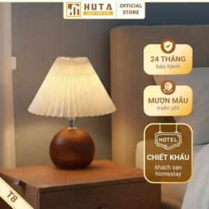 Đèn Ngủ Để Bàn Decor Khách Sạn, Tab Đầu Giường HUTA Light For Life Thân Kim Loại Mã T8