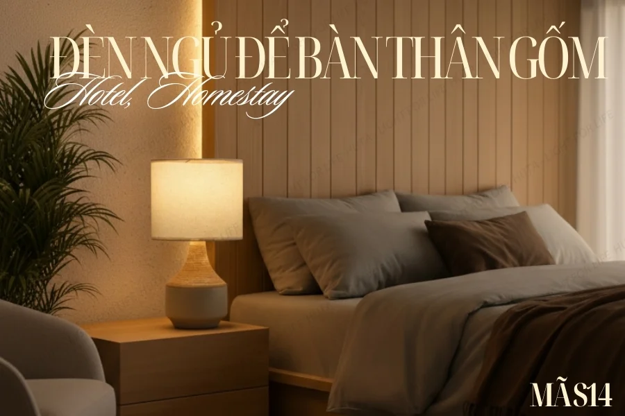 Đèn Ngủ Để Bàn Hiện Đại Cho Khách Sạn HUTA Light For Life Thân Gốm Sứ Mã S14