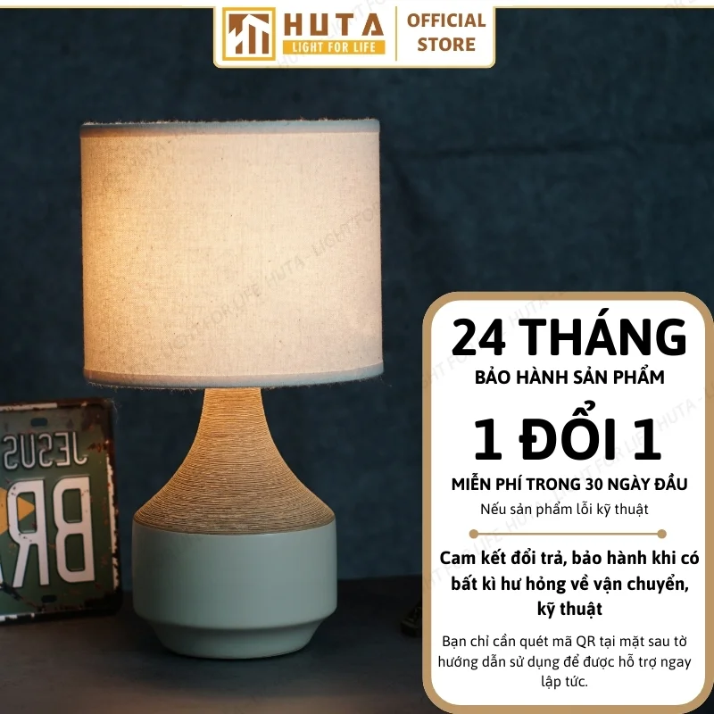 Đèn Ngủ Để Bàn Hiện Đại Cho Khách Sạn HUTA Light For Life Thân Gốm Sứ Mã S14