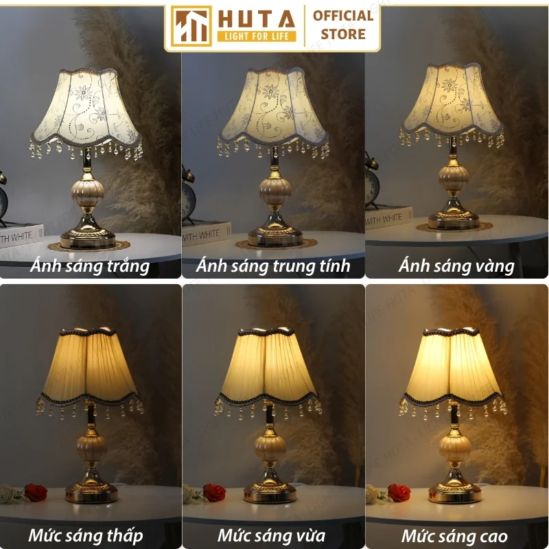 Đèn Ngủ Để Bàn Khách Sạn HUTA Light For Life Phong Cách Cổ Điển Thân Kim Loại Mã CD1