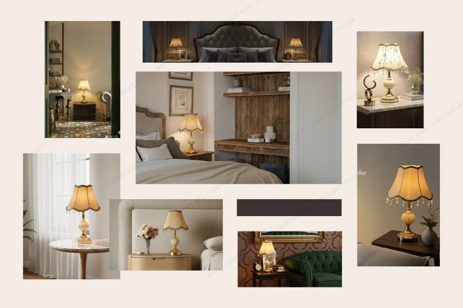 Giá trị nổi bật và điểm khác biệt của đèn ngủ để bàn khách sạn phong cách cổ điển thân kim loại mã CD1 trong không gian lưu trú