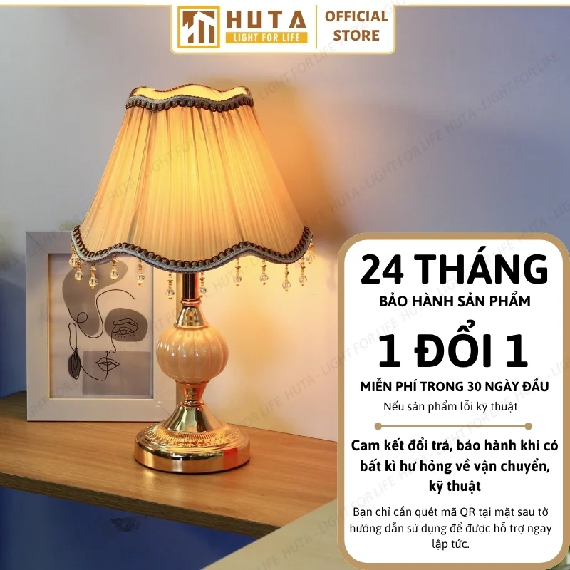 Đèn Ngủ Để Bàn Khách Sạn HUTA Light For Life Phong Cách Cổ Điển Thân Kim Loại Mã CD1