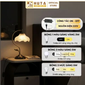 Đèn Ngủ Để Bàn Khách Sạn HUTA Light For Life Phong Cách Cổ Điển Thân Kim Loại Mã CD2