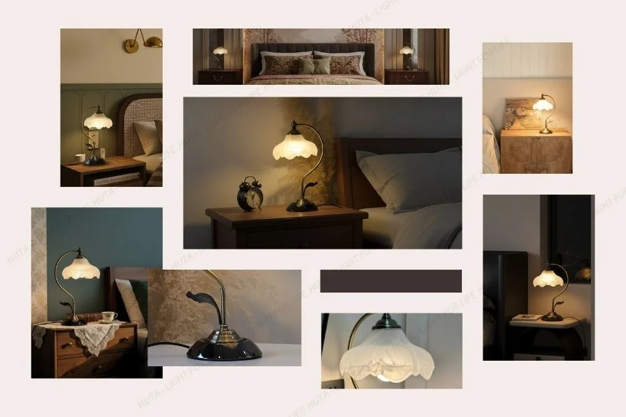 Giá trị nổi bật và điểm khác biệt của đèn ngủ để bàn khách sạn phong cách cổ điển thân kim loại mã CD2 trong không gian lưu trú