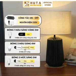 Đèn Ngủ Để Bàn Khách Sạn Sang Trọng HUTA Light For Life Thân Gốm Sứ Mã S17