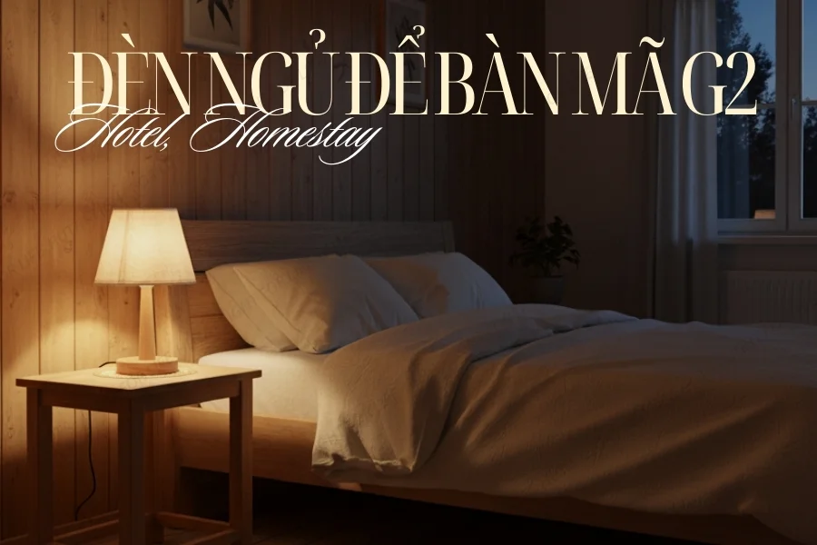 Đèn Ngủ Để Bàn Khách Sạn, Tab Đầu Giường HUTA Light For Life Phong Cách Mộc Mạc Thân Gỗ Mã G2