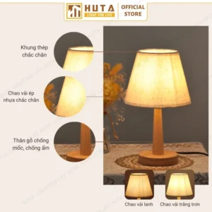 Đèn Ngủ Để Bàn Khách Sạn, Tab Đầu Giường HUTA Light For Life Phong Cách Mộc Mạc Thân Gỗ Mã G2