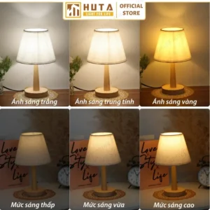 Đèn Ngủ Để Bàn Khách Sạn, Tab Đầu Giường HUTA Light For Life Phong Cách Mộc Mạc Thân Gỗ Mã G2