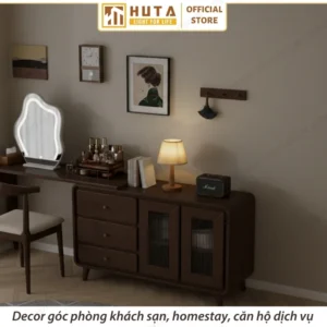 Đèn Ngủ Để Bàn Khách Sạn, Tab Đầu Giường HUTA Light For Life Phong Cách Mộc Mạc Thân Gỗ Mã G2