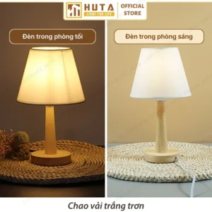 Đèn Ngủ Để Bàn Khách Sạn, Tab Đầu Giường HUTA Light For Life Phong Cách Mộc Mạc Thân Gỗ Mã G2