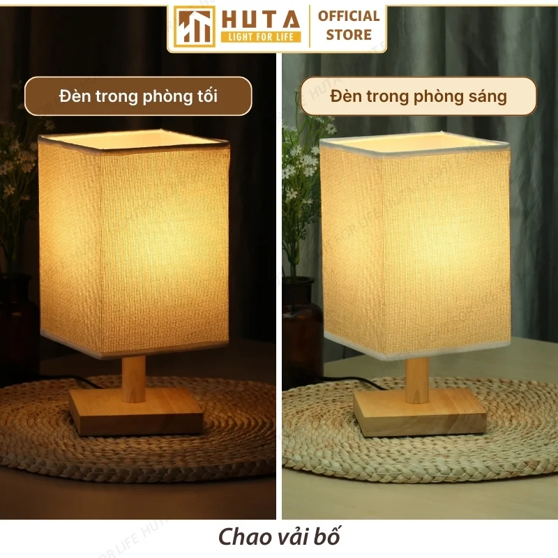 Đèn Ngủ Để Bàn Khách Sạn, Tab Đầu Giường HUTA Light For Life Phong Cách Mộc Mạc Thân Gỗ Mã G3