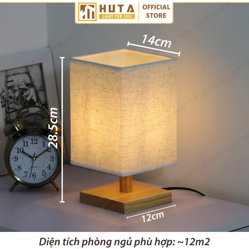 Đèn Ngủ Để Bàn Khách Sạn, Tab Đầu Giường HUTA Light For Life Phong Cách Mộc Mạc Thân Gỗ Mã G3