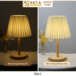 Đèn Ngủ Để Bàn Khách Sạn, Tab Đầu Giường HUTA Light For Life Phong Cách Mộc Mạc Thân Gỗ Mã G4