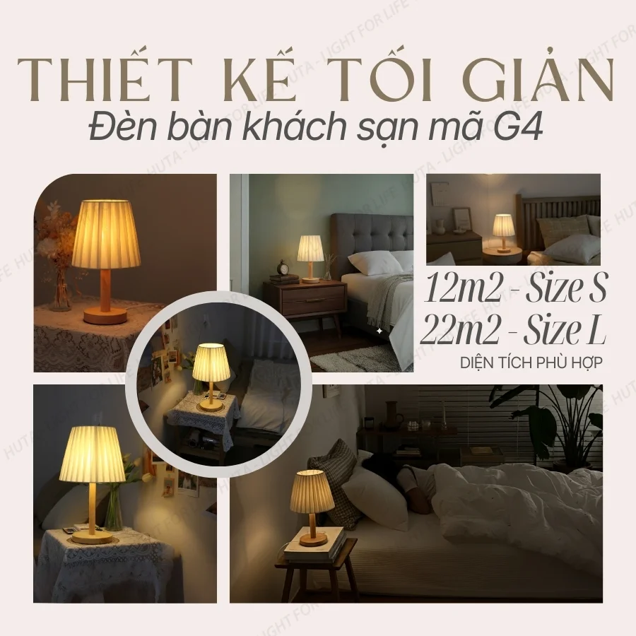 Ứng dụng đèn ngủ để bàn khách sạn mã G4 trong các mô hình lưu trú và phong cách không gian phù hợp