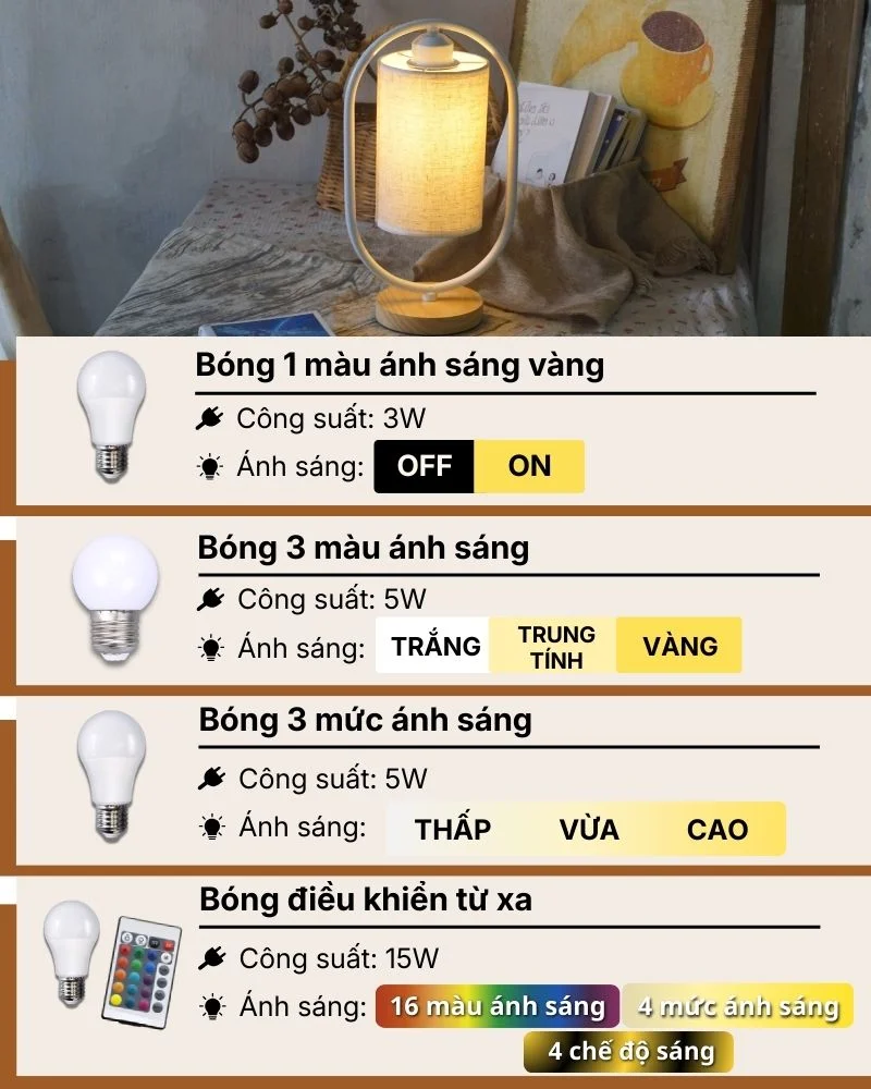 Thông số kỹ thuật chi tiết đèn bàn khách sạn, homestay thân gỗ mã G6