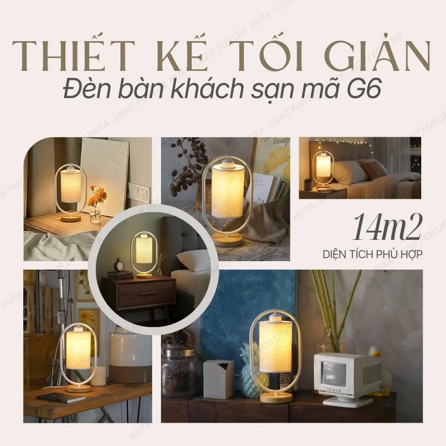 Ứng dụng đèn ngủ để bàn khách sạn mã G6 trong các mô hình lưu trú và phong cách không gian phù hợp