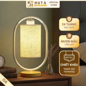 Đèn Ngủ Để Bàn Khách Sạn, Tab Đầu Giường HUTA Light For Life Phong Cách Mộc Mạc Thân Gỗ Mã G6