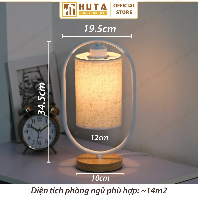Đèn Ngủ Để Bàn Khách Sạn, Tab Đầu Giường HUTA Light For Life Phong Cách Mộc Mạc Thân Gỗ Mã G6