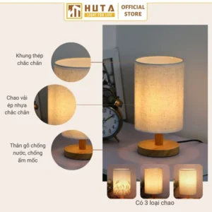 Đèn Ngủ Để Bàn Khách Sạn, Tab Đầu Giường HUTA Light For Life Phong Cách Vintage Thân Gỗ Mã G1